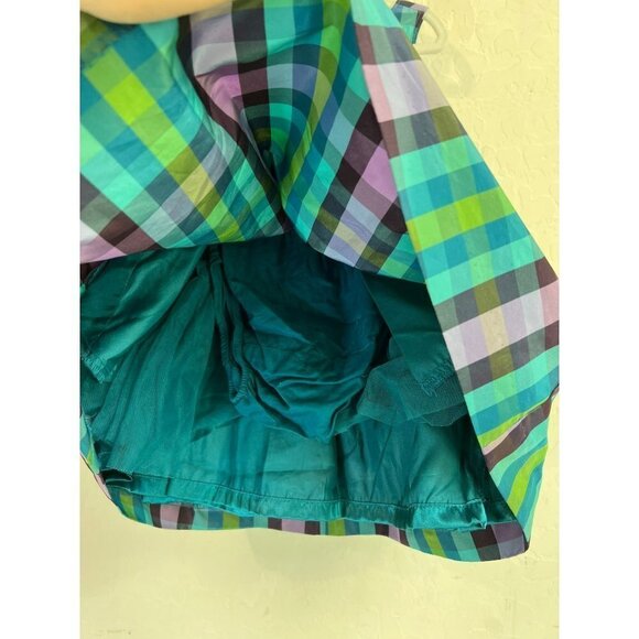 babyGap Toddler Girls 12-18 Months Purple Blue Green Plaid Check Dress - Picture 3 of 4